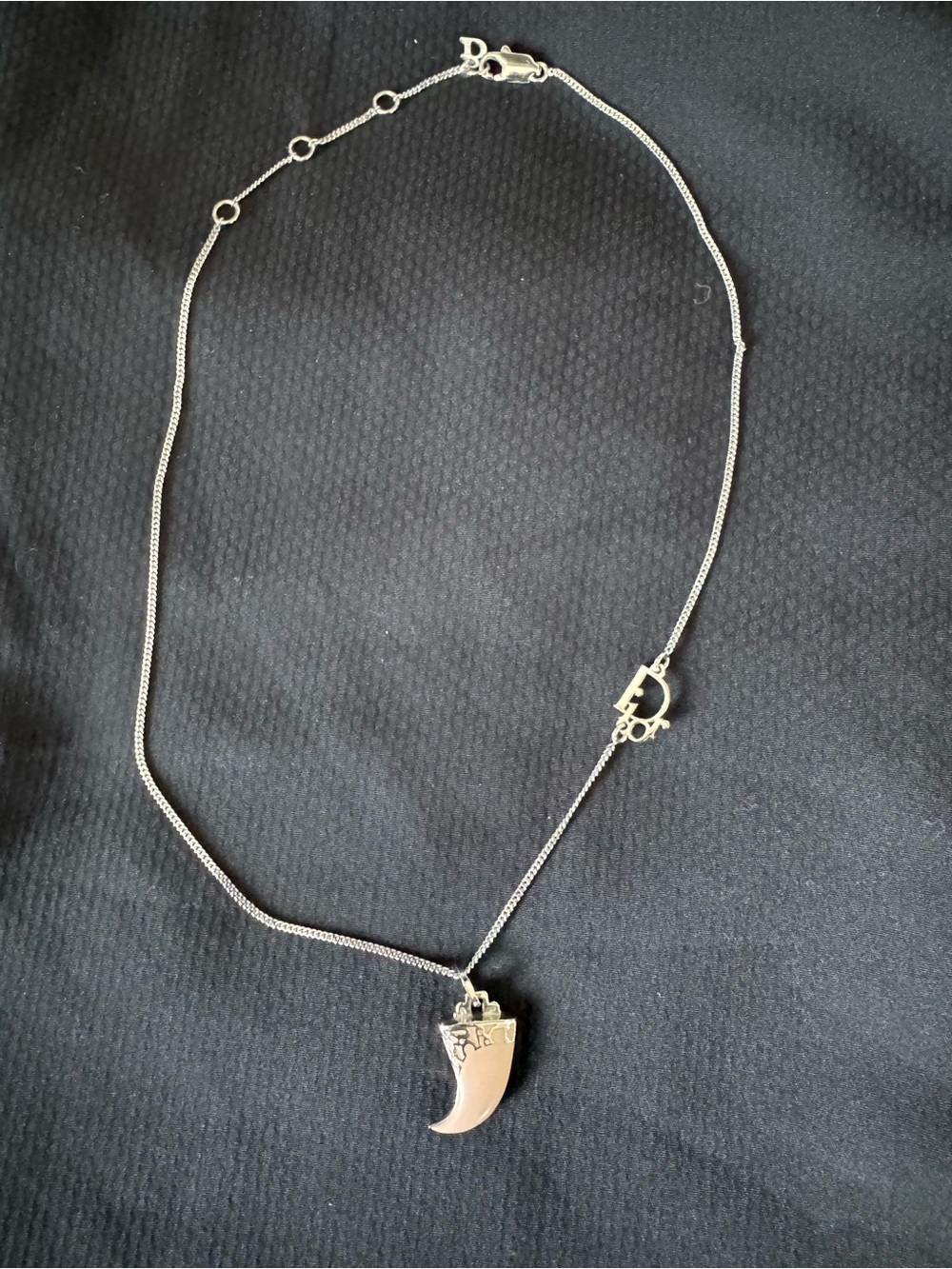 Dior Silver- Tooth Charm Necklace